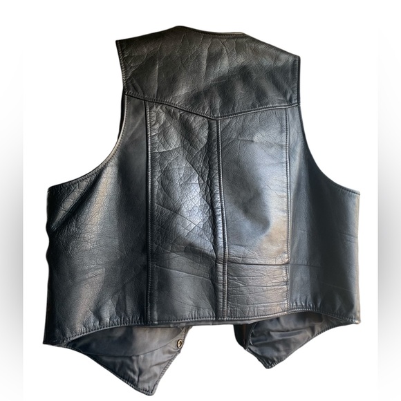 Vintage Mens Black Leather Snap Vest Vietnam War Patches Memorial Prisoner War - Picture 8 of 8